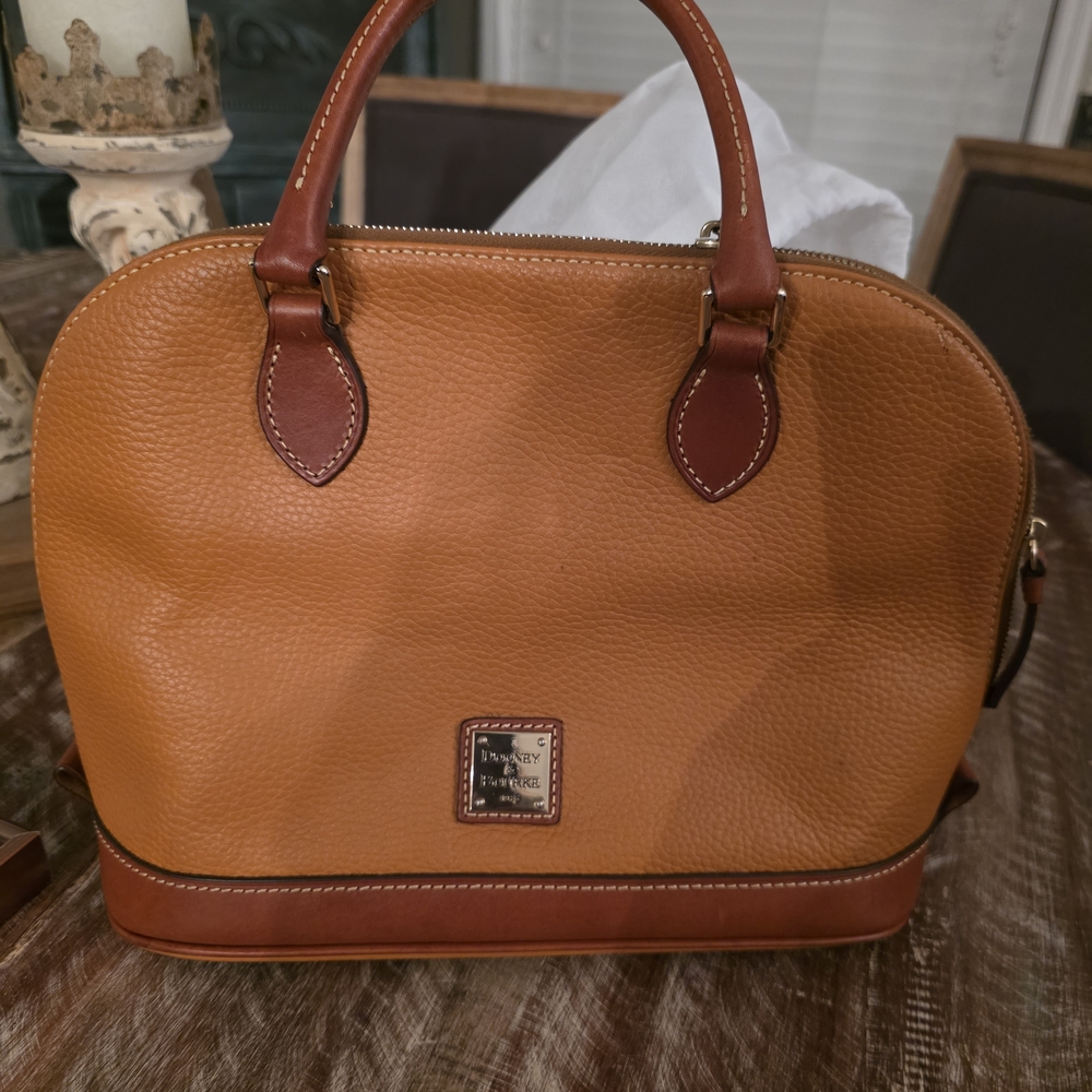 Dooney & Bourke Tan and Brown Leather Satchel